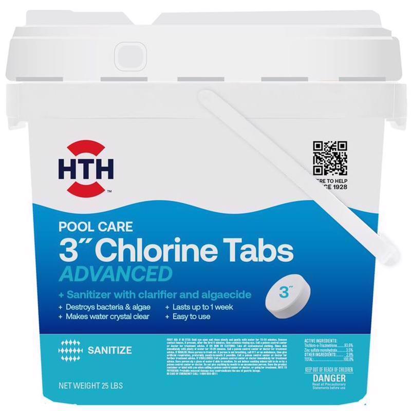 HTH 42055 HTH Advanced Chlorine Tablet, 25 lb, Bleach, Chlorine, White