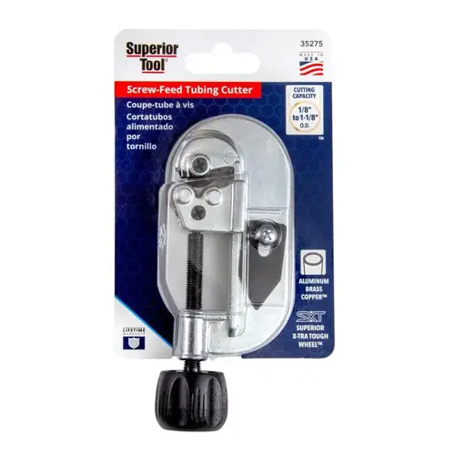 Plated Tubing Cutter, Screw Feed, 1/8 to 1-1/8 In.