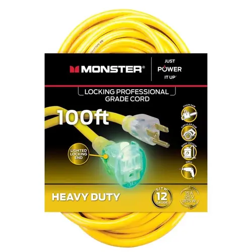 Extension Cord Just Power It Up Outdoor 100 ft. L Yellow 12/3 SJTW Yellow Extension Cord Just Power It Up Outdoor 100 ft. L Yellow 12/3 SJTW Yellow