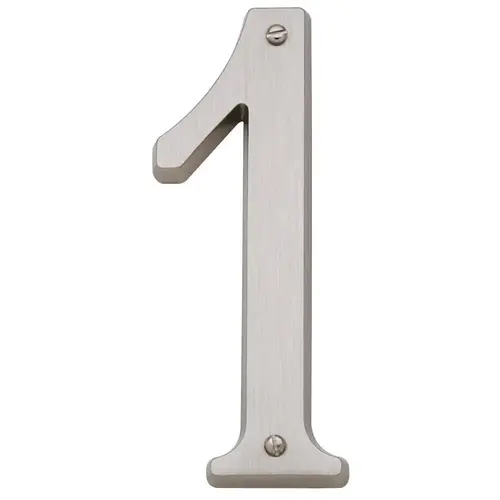 4-3/4" Carded House Number # 1 Lifetime Satin Nickel Finish 4-3/4" Carded House Number # 1 Lifetime Satin Nickel Finish