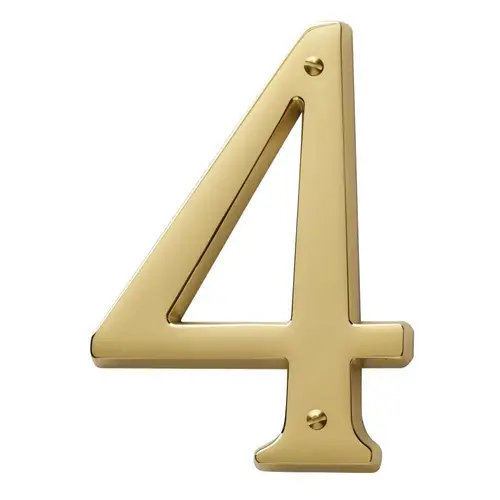 4-3/4" Carded House Number # 4 Lifetime Brass Finish 4-3/4" Carded House Number # 4 Lifetime Brass Finish