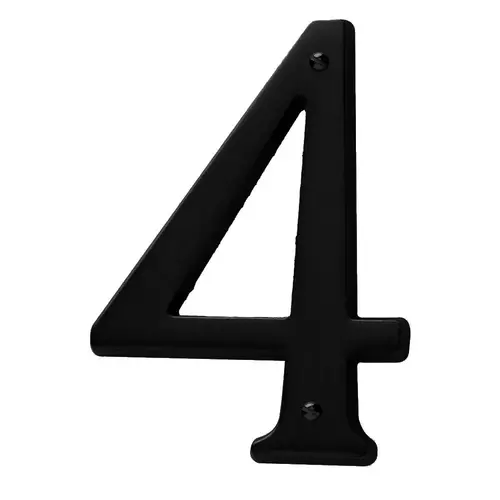 4-3/4" Carded House Number # 4 Flat Satin Black Finish 4-3/4" Carded House Number # 4 Flat Satin Black Finish