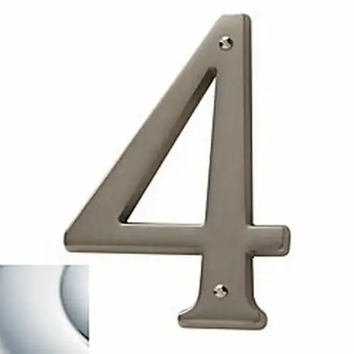 4-3/4" Carded House Number # 4 Bright Chrome Finish 4-3/4" Carded House Number # 4 Bright Chrome Finish