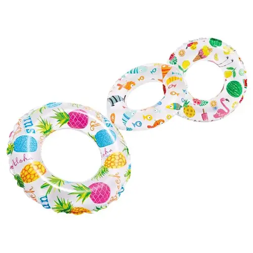 Floating Tube Multicolored Vinyl Inflatable Swim Ring Multicolored Assorted