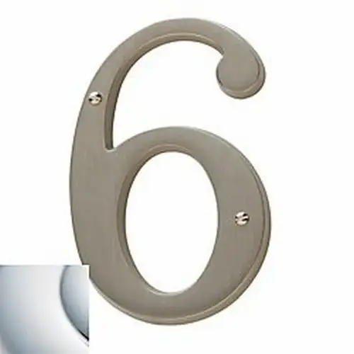 4-3/4" Carded House Number # 6 Bright Chrome Finish 4-3/4" Carded House Number # 6 Bright Chrome Finish