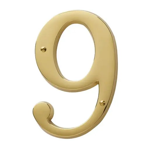 4-3/4" Carded House Number # 9 Lifetime Brass Finish 4-3/4" Carded House Number # 9 Lifetime Brass Finish