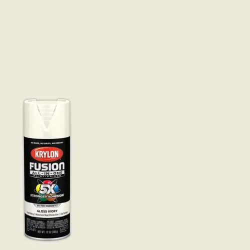 Fusion Primer and Spray Paint, Gloss, Ivory, 12 oz, Aerosol Can Fusion Primer and Spray Paint, Gloss, Ivory, 12 oz, Aerosol Can