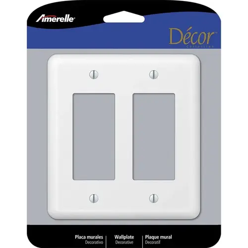 Devon Wallplate, 5 in L, 4-5/8 in W, 2 -Gang, Steel, White Devon Wallplate, 5 in L, 4-5/8 in W, 2 -Gang, Steel, White