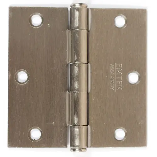 3-1/2" X 3-1/2" Square Steel Residential Duty Hinge Satin Nickel Finish Pair 3-1/2" X 3-1/2" Square Steel Residential Duty Hinge Satin Nickel Finish Pair