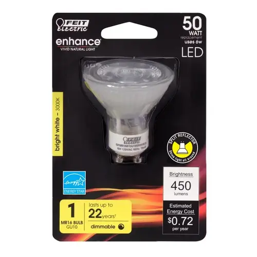 LED Bulb Enhance MR16 GU10 Bright White 50 Watt Equivalence Clear LED Bulb Enhance MR16 GU10 Bright White 50 Watt Equivalence Clear