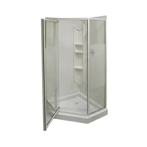 MAAX 101694000129106 Himalaya 101694-001 Shower Kit, 38 in L, 38 in W, 74-1/4 in H, Polystyrene, 3-Wall Panel, Neo-Angle White