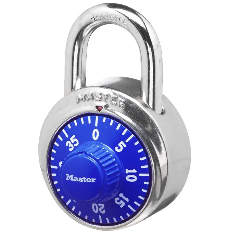 Master Lock Padlock 9/32 in Dia Shackle 3/4 in H Shackle Steel Shackle Stainless Steel Body 1-7/8 in W Body Blue 1506D
