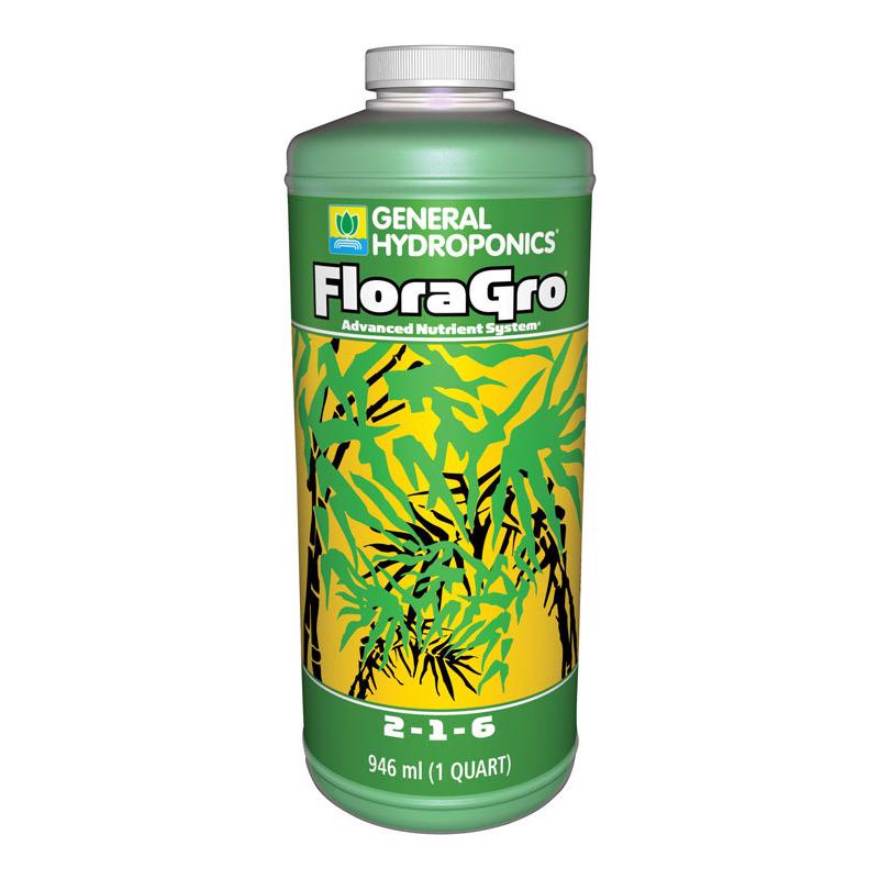 General Hydroponics HGC718996 Nutrient System FloraGro Organic Liquid 1 qt