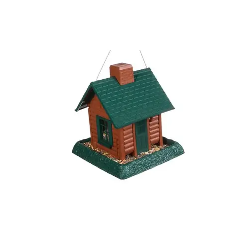 Bird Feeder Log Cabin Wild Bird 1 lb Plastic Hopper 4 ports Brown Bird Feeder Log Cabin Wild Bird 1 lb Plastic Hopper 4 ports Brown