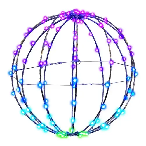 Outdoor Decoration Silver Iron 12" H RGBW Sphere Silver Outdoor Decoration Silver Iron 12" H RGBW Sphere Silver