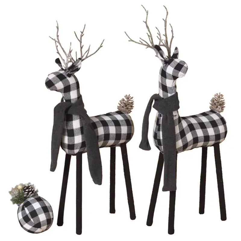Gerson Indoor Christmas Decor Black and White Plaid Reindeer Black and White - pack of 6 2550140-XCP6 Gerson Indoor Christmas Decor Black and White Plaid Reindeer Black and White - pack of 6 2550140-XCP6