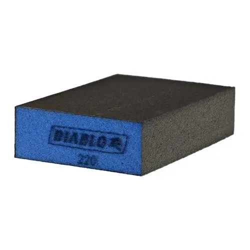 ENDURA-BOND Flat Edge Sanding Block, 4 in L, 2-1/2 in W, 220 Grit, Ultra Fine Black/Blue ENDURA-BOND Flat Edge Sanding Block, 4 in L, 2-1/2 in W, 220 Grit, Ultra Fine Black/Blue