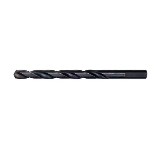 Jobber Drill Bit, 11/32 in Dia, 4-3/4 in OAL, Parabolic Flute, 3-Flute, 11/32 in Dia Shank Black Oxide Jobber Drill Bit, 11/32 in Dia, 4-3/4 in OAL, Parabolic Flute, 3-Flute, 11/32 in Dia Shank Black Oxide