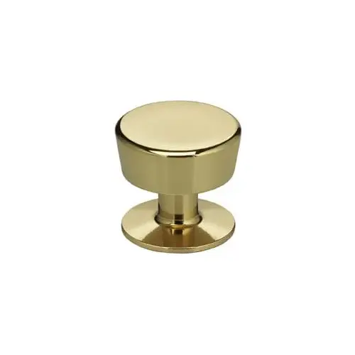 1" Cabinet Knob and Backplate Bright Brass Finish