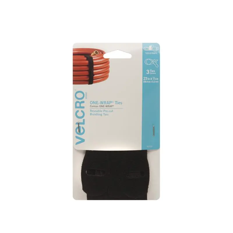VELCRO Brand One Wrap Fastener 7/8 in W 23 in L Nylon/Polypropylene Black - pack of 3 90700