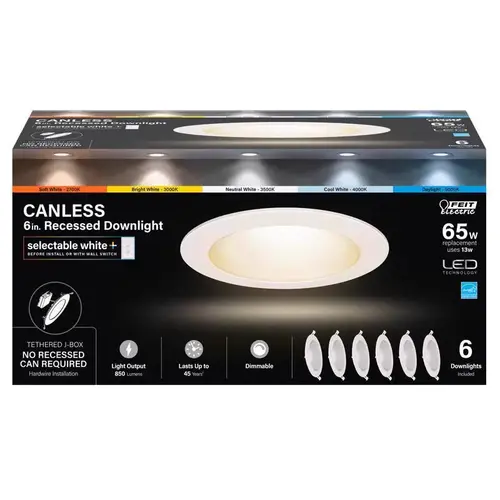Canless Recessed Downlight LED Retrofits White 7.1" W LED 13 W White Canless Recessed Downlight LED Retrofits White 7.1" W LED 13 W White