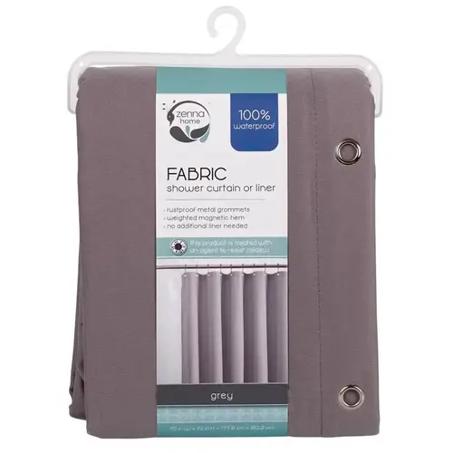 Shower Curtain Liner 72" H X 70" W Gray Solid Fabric Gray Shower Curtain Liner 72" H X 70" W Gray Solid Fabric Gray