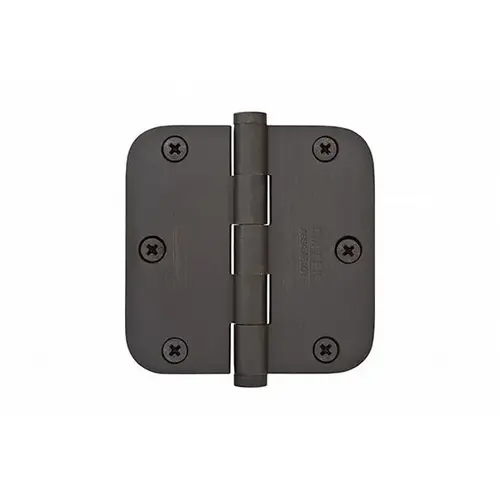 3-1/2" X 3-1/2" 5/8" Radius Heavy Duty Steel Hinge Oil Rubbed Bronze Finish Pair 3-1/2" X 3-1/2" 5/8" Radius Heavy Duty Steel Hinge Oil Rubbed Bronze Finish Pair