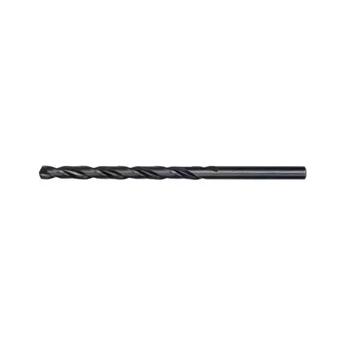 Jobber Drill Bit, 3/16 in Dia, 3-1/2 in OAL, Parabolic Flute, 3/16 in Dia Shank, Round Shank Black Oxide Jobber Drill Bit, 3/16 in Dia, 3-1/2 in OAL, Parabolic Flute, 3/16 in Dia Shank, Round Shank Black Oxide