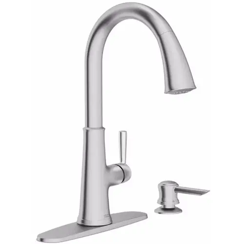 Maven Series Pull-Down Kitchen Faucet with Soap Dispenser, 1.8 gpm, 1-Faucet Handle Stainless Steel