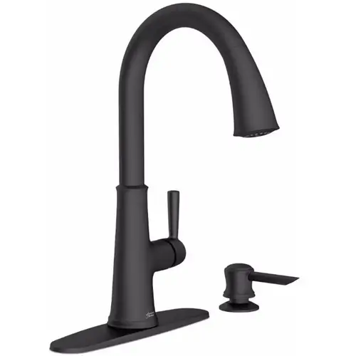 Maven Series Pull-Down Kitchen Faucet with Soap Dispenser, 1.8 gpm, 1-Faucet Handle Matte Black Maven Series Pull-Down Kitchen Faucet with Soap Dispenser, 1.8 gpm, 1-Faucet Handle Matte Black
