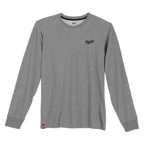 Tee Shirt XXL Long Sleeve Men's Crew Neck Gray Hybrid Work Gray