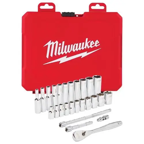 Socket and Ratchet Set 1/4" drive Metric/SAE Mechanics Chrome Socket and Ratchet Set 1/4" drive Metric/SAE Mechanics Chrome