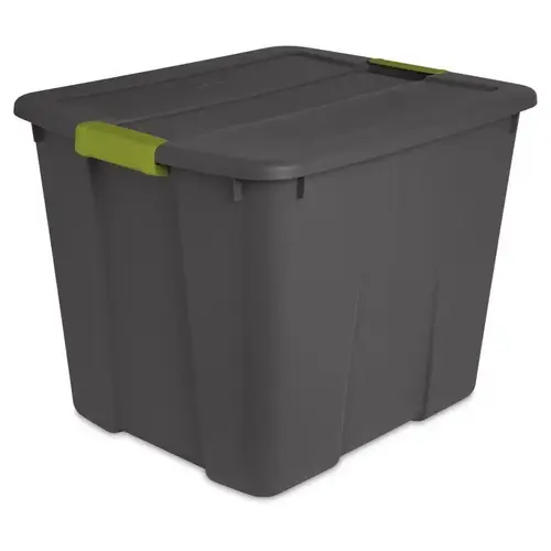 Latch Storage Box 20 gal Dark Gray 16-7/8" H X 22-1/8" W X 18-5/8" D Stackable Dark Gray Latch Storage Box 20 gal Dark Gray 16-7/8" H X 22-1/8" W X 18-5/8" D Stackable Dark Gray