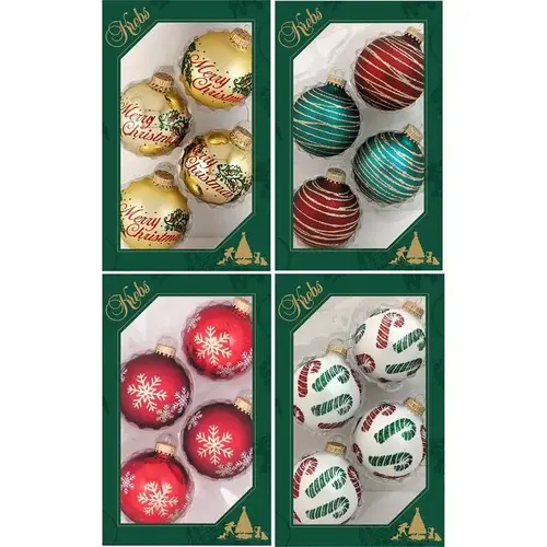 Indoor Christmas Decor Gold/Green/Red/White Ball Gold/Green/Red/White - pack of 12