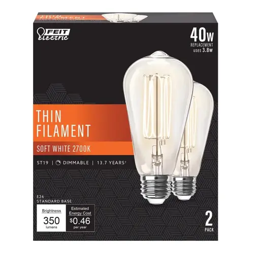 Filament LED Bulb ST19 E26 (Medium) Soft White 40 Watt Equivalence Clear Filament LED Bulb ST19 E26 (Medium) Soft White 40 Watt Equivalence Clear
