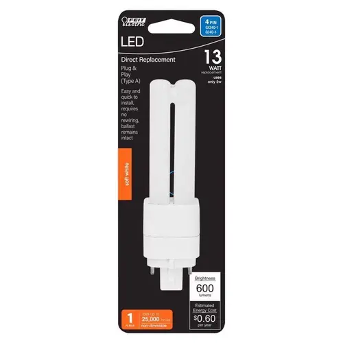 LED Tube Light PL GX24Q-1 4 Pin Soft White 13 Watt Equivalence White LED Tube Light PL GX24Q-1 4 Pin Soft White 13 Watt Equivalence White