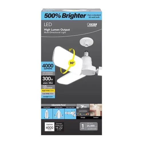 LED Garage Bulb Wide Surface E26 (Medium) Bright White 300 Watt Equivalence White LED Garage Bulb Wide Surface E26 (Medium) Bright White 300 Watt Equivalence White