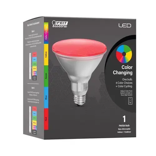 DI 6-Way LED Light Bulb, PAR38 Bulb, 5 W, Red/Blue/Green/Yellow Bulb, Reflector Bulb Silver DI 6-Way LED Light Bulb, PAR38 Bulb, 5 W, Red/Blue/Green/Yellow Bulb, Reflector Bulb Silver