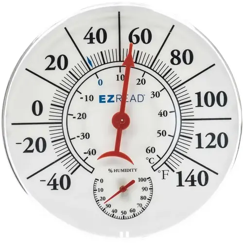 Hygrometer/Thermometer EZRead Plastic White 8" White - pack of 5