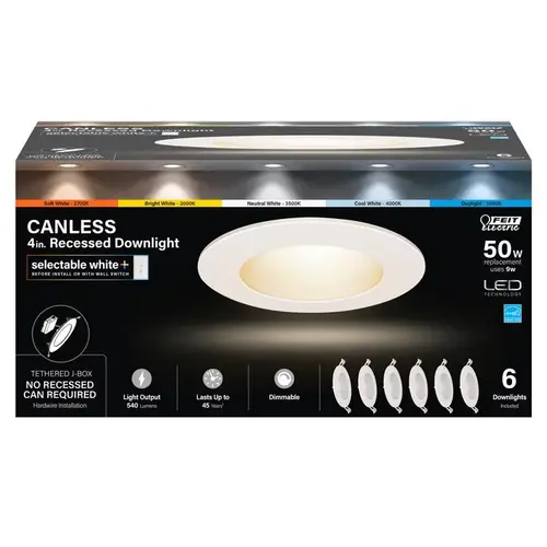 Canless Recessed Downlight LED Retrofits White 5" W LED 9 W White Canless Recessed Downlight LED Retrofits White 5" W LED 9 W White