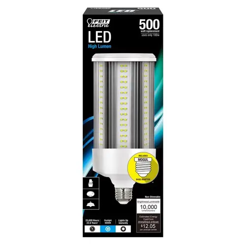 LED Bulb, Corn Cob, 500 W Equivalent, E26 Lamp Base, Clear, Daylight Light - pack of 4 LED Bulb, Corn Cob, 500 W Equivalent, E26 Lamp Base, Clear, Daylight Light - pack of 4
