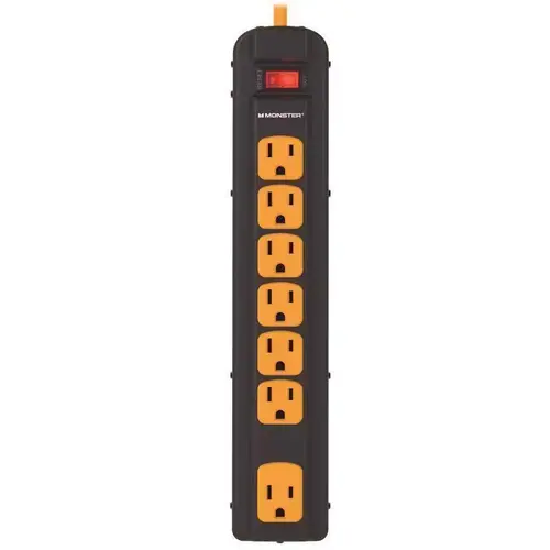 Power Strip w/Surge Protection Just Power It Up 4 ft. L 7 outlets Black Black Power Strip w/Surge Protection Just Power It Up 4 ft. L 7 outlets Black Black