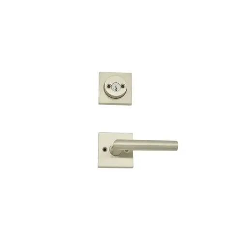 Milan Square Interior Double Cylinder Handleset Trim SmartKey Satin Nickel Finish Milan Square Interior Double Cylinder Handleset Trim SmartKey Satin Nickel Finish