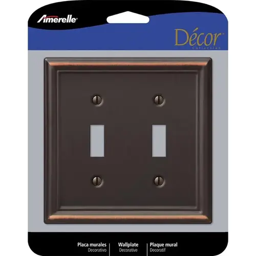 Chelsea Wallplate, 4-7/8 in L, 4-15/16 in W, 2 -Gang, Steel, Aged Bronze - pack of 3 Chelsea Wallplate, 4-7/8 in L, 4-15/16 in W, 2 -Gang, Steel, Aged Bronze - pack of 3