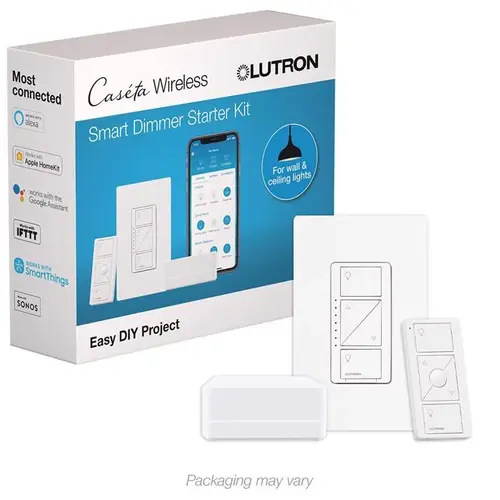 Caseta Wireless Smart Lighting Dimmer Switch Starter Kit, White Caseta Wireless Smart Lighting Dimmer Switch Starter Kit, White
