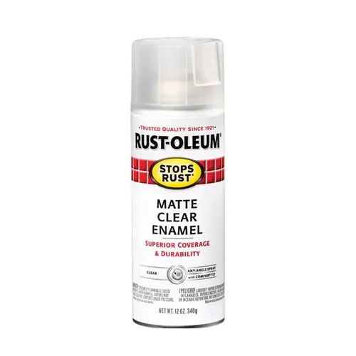 STOPS RUST Enamel Spray Paint, Matte, Clear, 12 oz, Aerosol Can