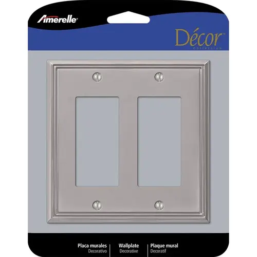 Wall Plate Metro Brushed Nickel Gray 2 gang Die-Cast Metal Rocker Brushed Nickel Wall Plate Metro Brushed Nickel Gray 2 gang Die-Cast Metal Rocker Brushed Nickel