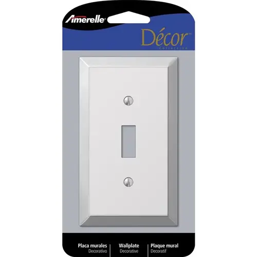 Wallplate, 4-15/16 in L, 2-7/8 in W, 1 -Gang, Steel, Polished Chrome Wallplate, 4-15/16 in L, 2-7/8 in W, 1 -Gang, Steel, Polished Chrome