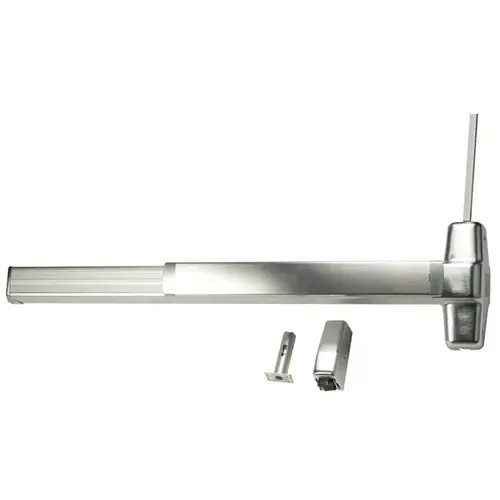 3' Fire Rated Surface Vertical Rod Grooved Case Exit Device Less Bottom Rod with Auxiliary Fire Latch, Satin Chrome Finish 3' Fire Rated Surface Vertical Rod Grooved Case Exit Device Less Bottom Rod with Auxiliary Fire Latch, Satin Chrome Finish