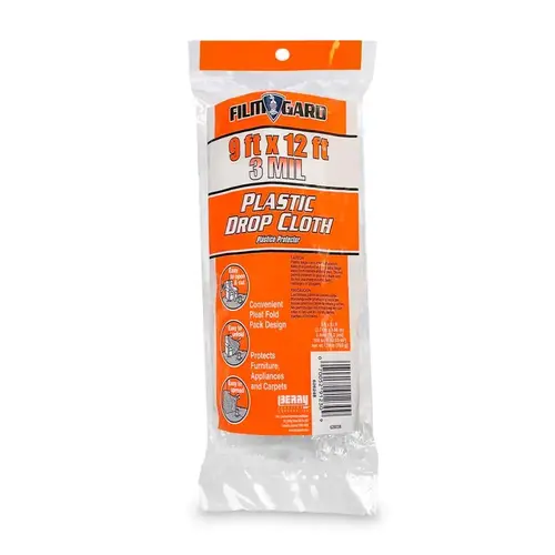 Drop Cloth 9 ft. W X 12 ft. L X 3 mil T Plastic Clear Drop Cloth 9 ft. W X 12 ft. L X 3 mil T Plastic Clear